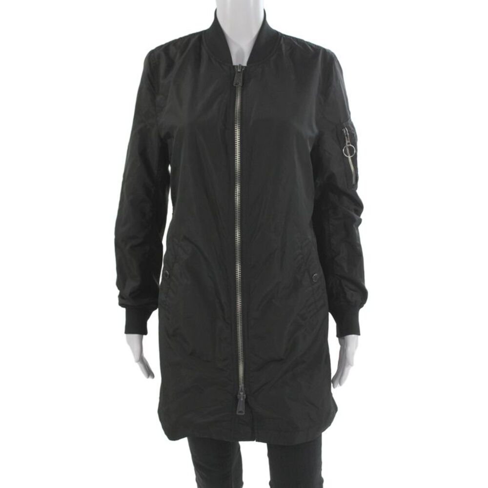 Alpha Industries Inc Womens Black Bomber Military Jacket Nylon Size S